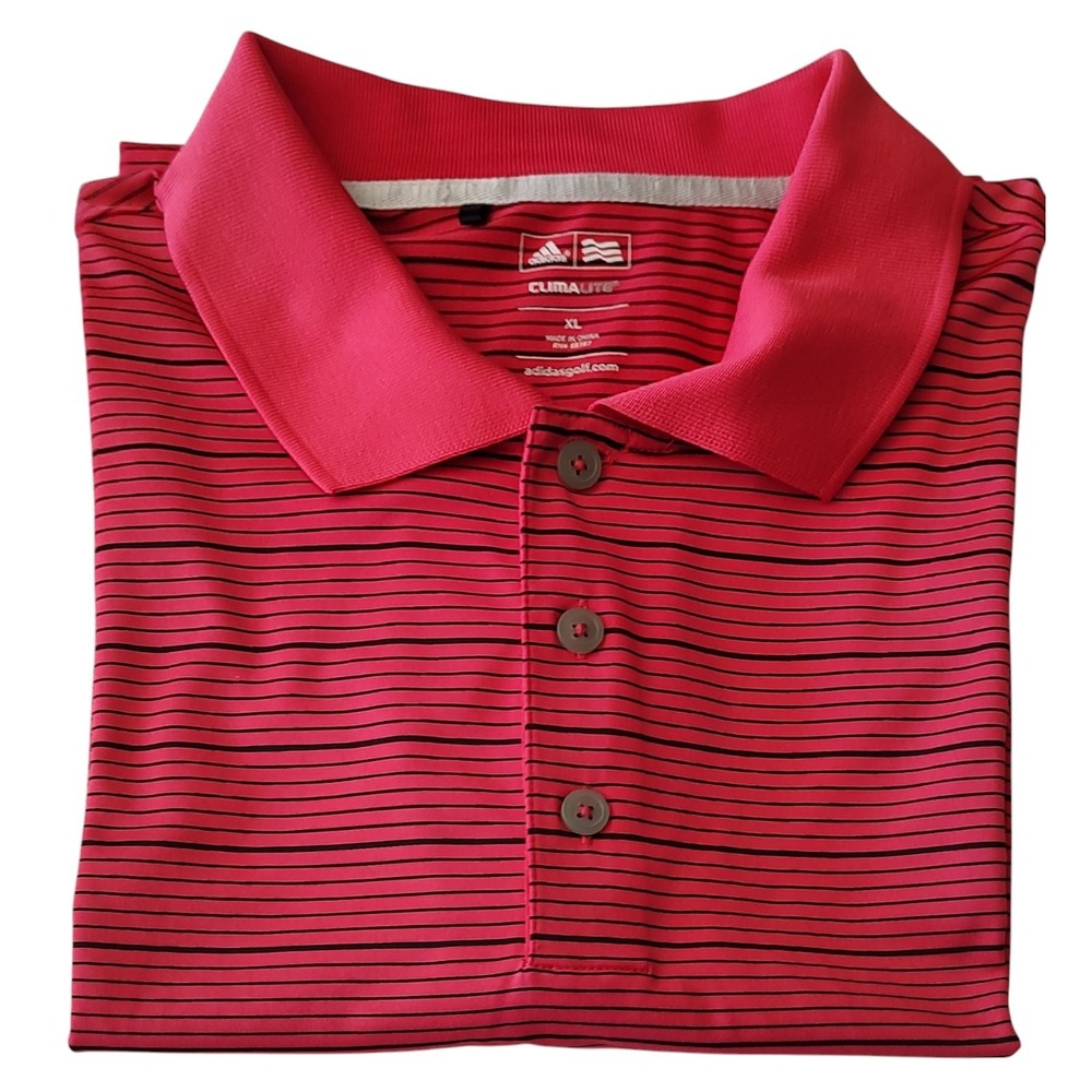 Adidas Climalite Golf Polo Shirt Mens XL Red‎ Black Stretch Casual Country Club